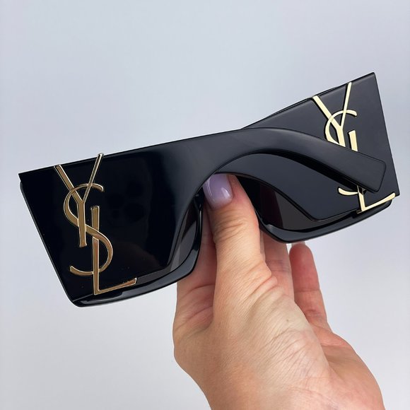 Saint Laurent SLM119 BLAZE 001 Sunglasses Black Grey Oversized Cat Eye Women - Picture 8 of 15